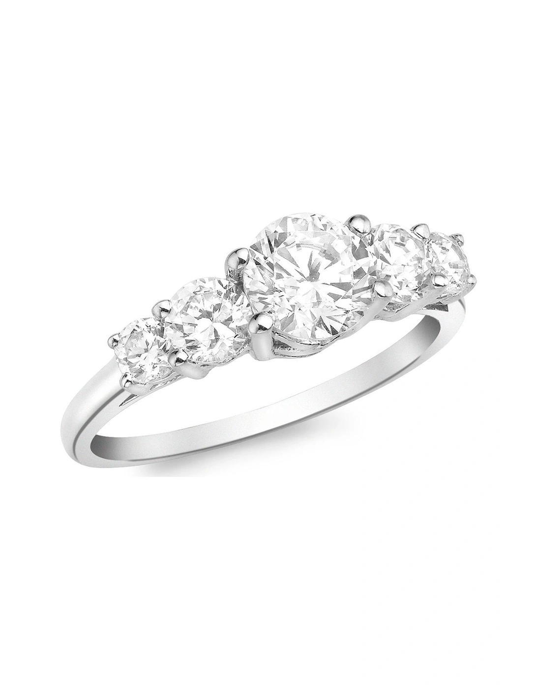 9ct White Gold 5-CZ Graduated Half-Eternity Ring, 2 of 1