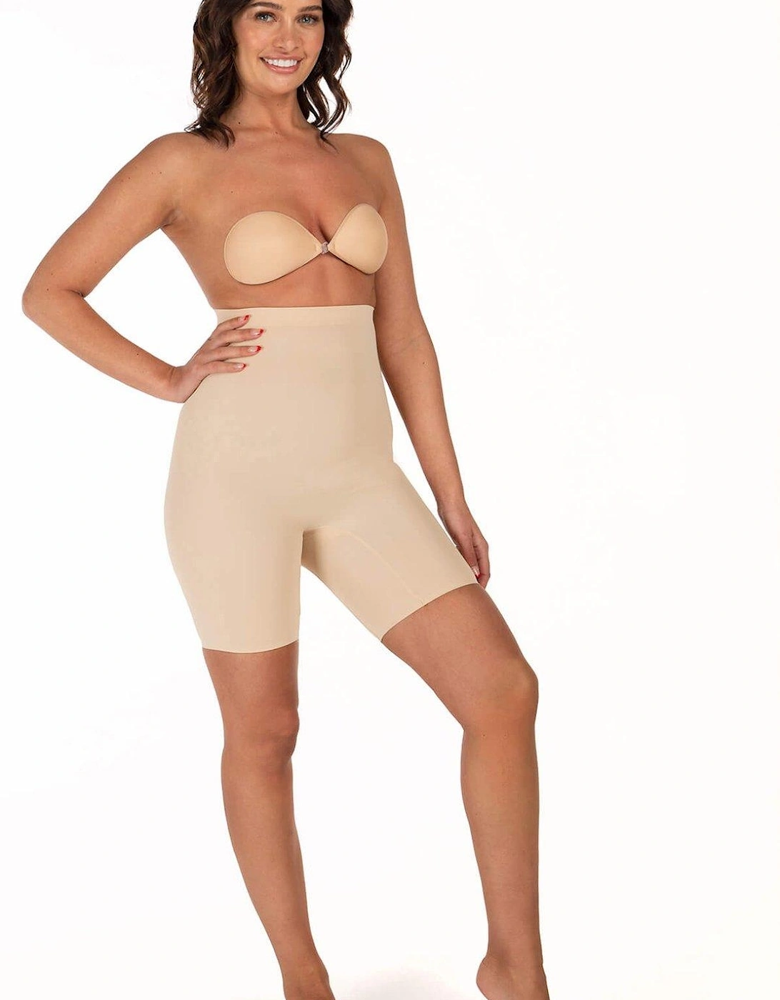 High Waist Shaping Skinny Shorts - Nude, 3 of 2