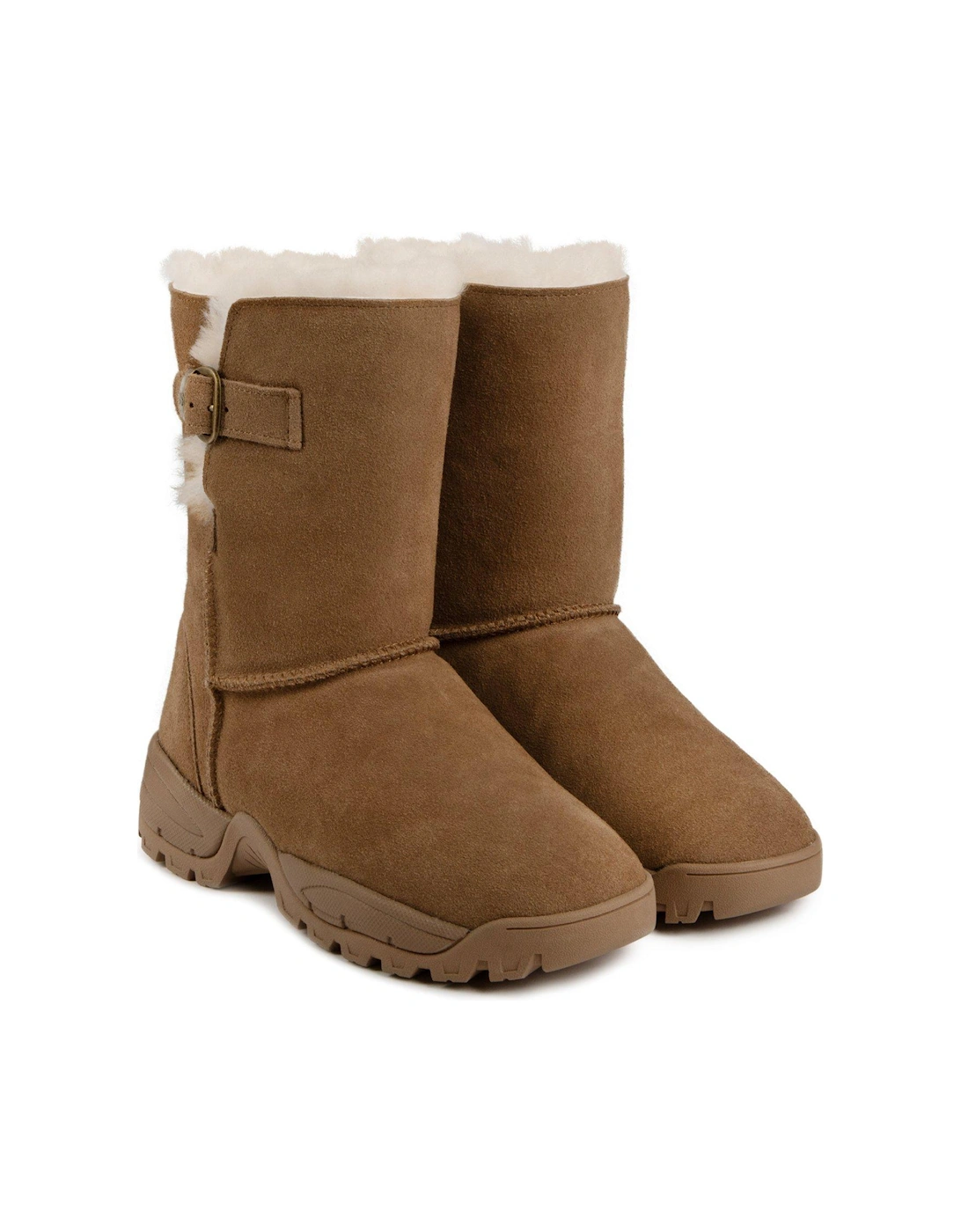 Berkshire Ladies Mid-calf Length Sheepskin Boots With Chunky Sole - Brown, 2 of 1