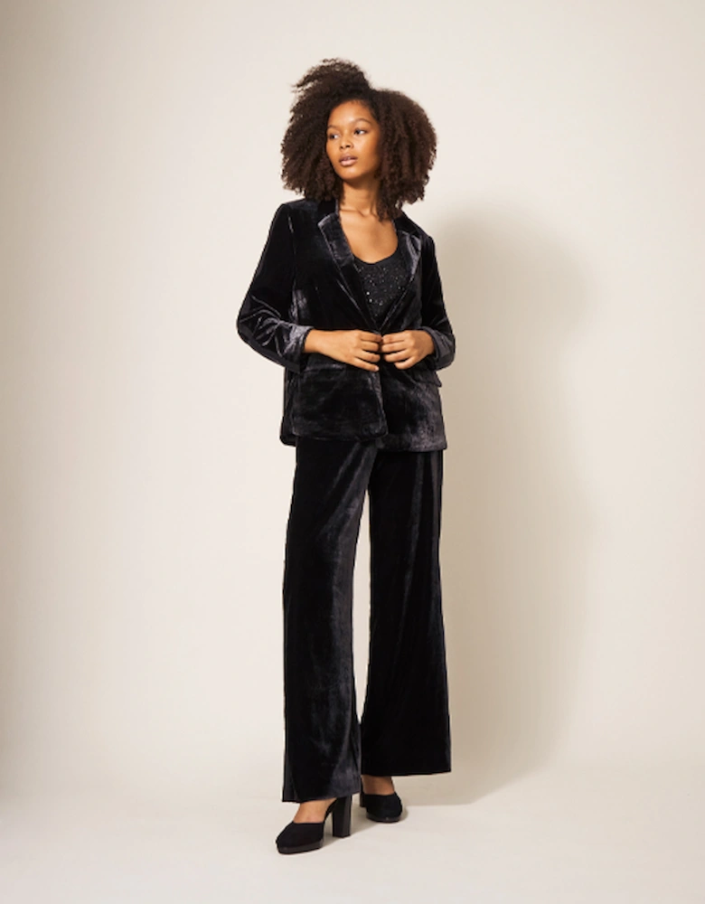 Women's Jenny Velvet Blazer Pure Black