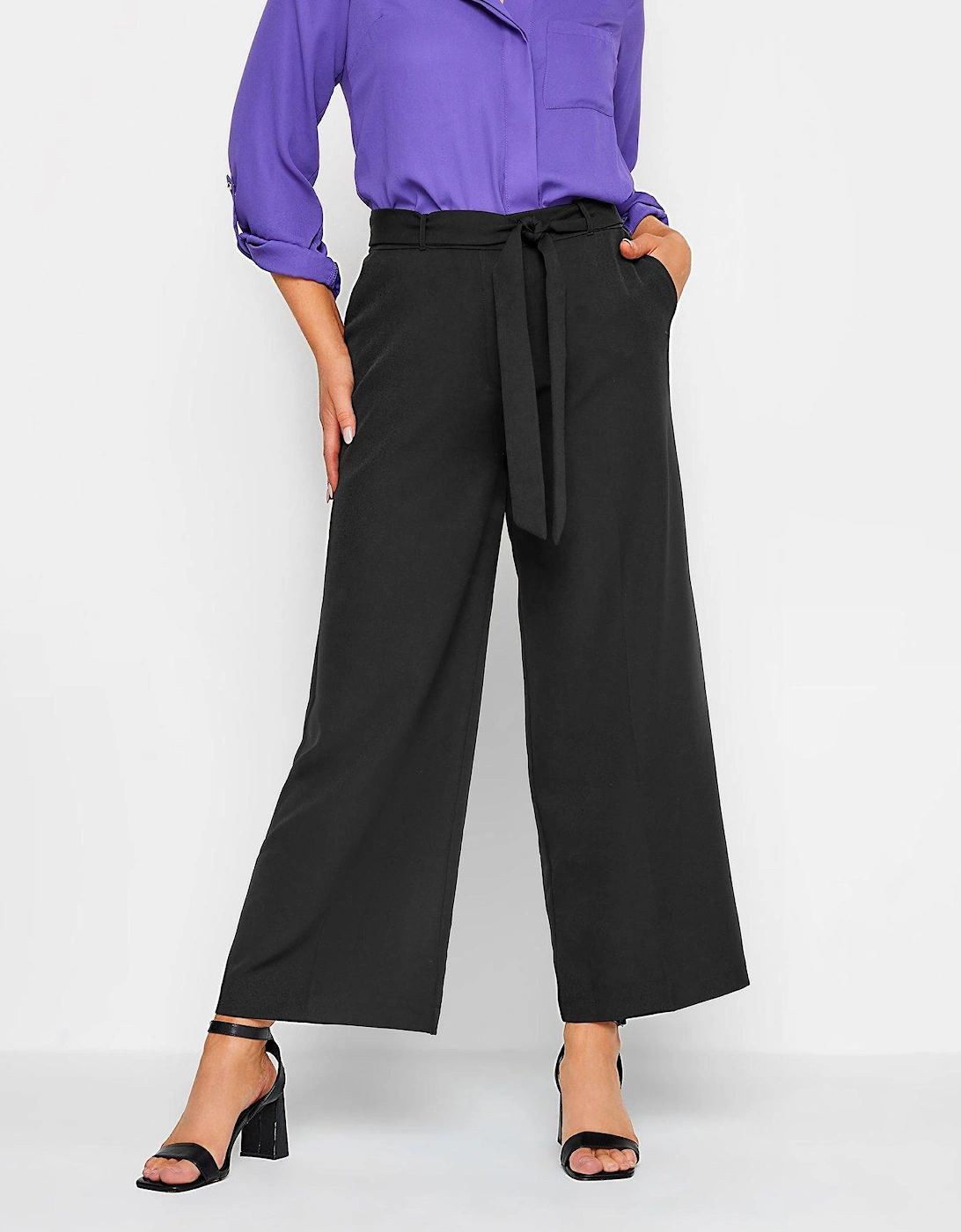Petite Black Tailored Wide Leg Trousers, 2 of 1