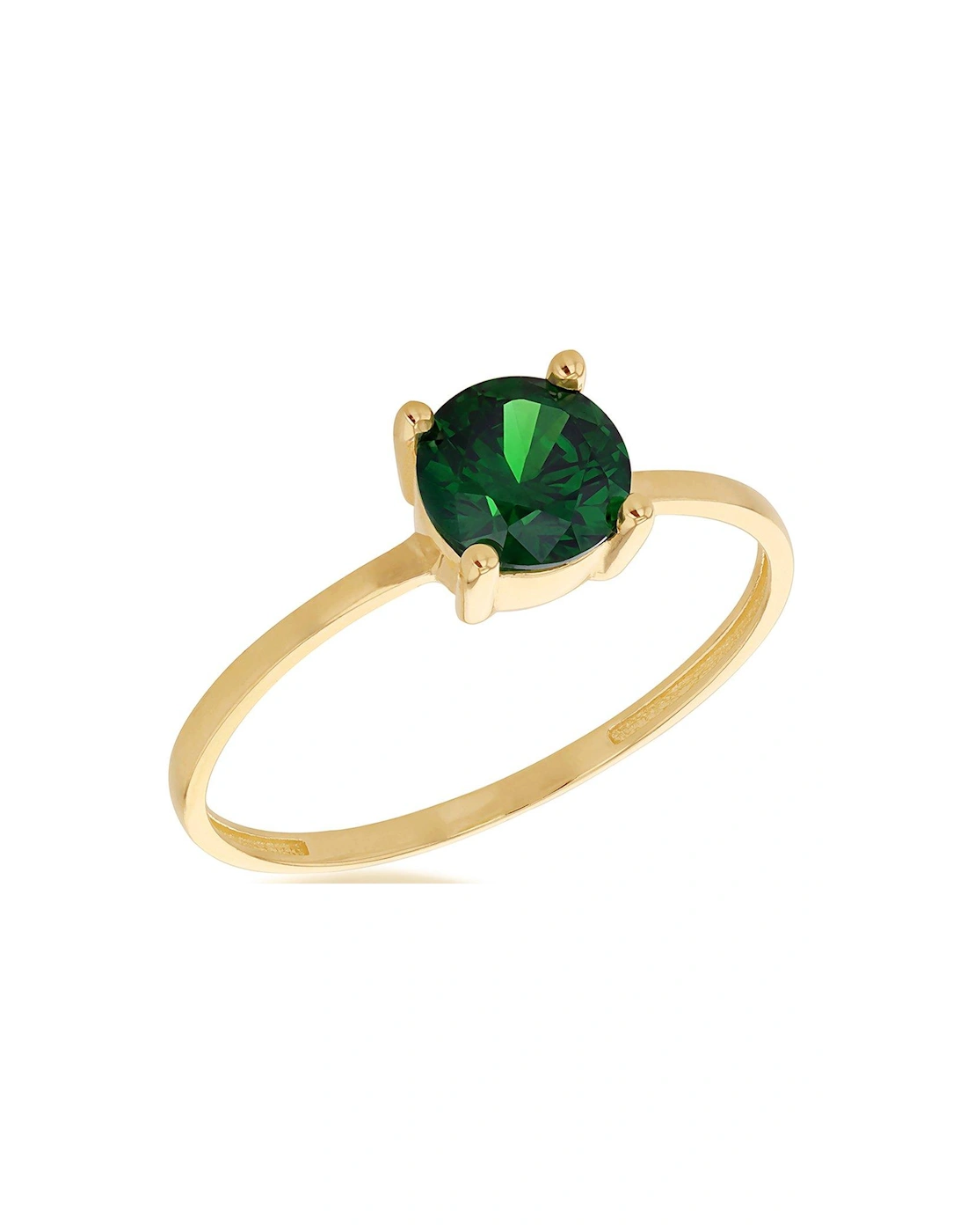 9ct Yellow Gold 6mm Green Round Cut CZ Solitaire Ring, 2 of 1