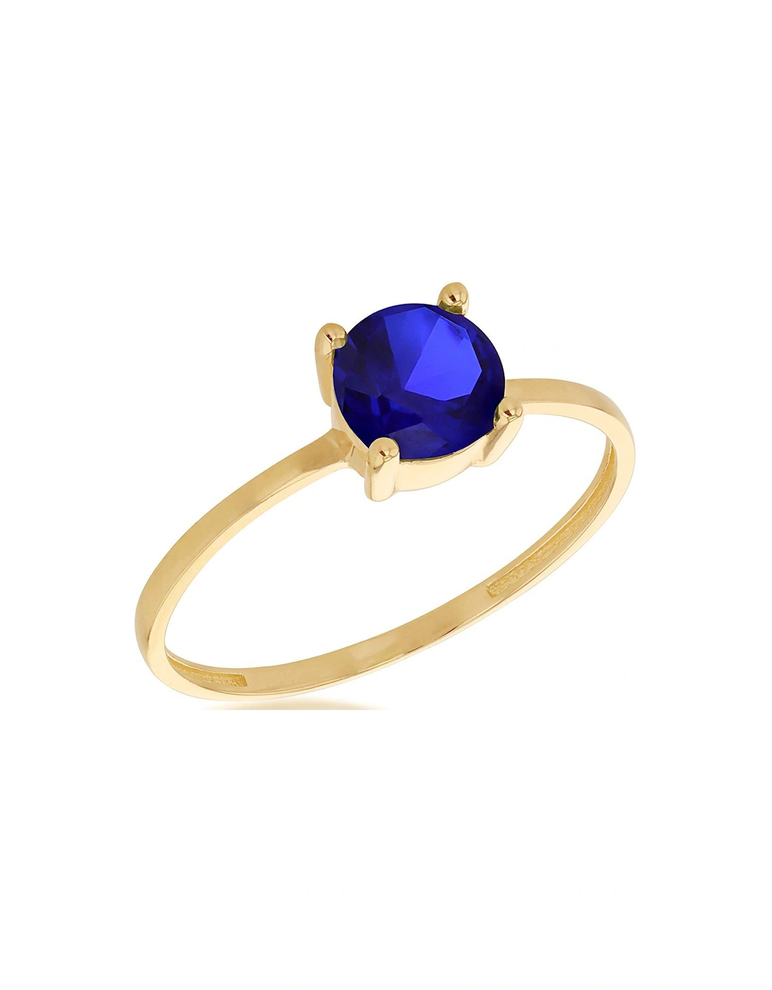 9ct Yellow Gold 6mm Blue Round Cut CZ Solitaire Ring, 2 of 1