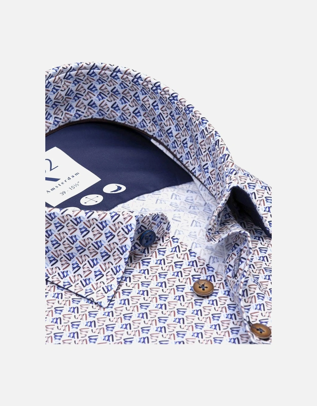 Patterned Long Sleeved Shirt Blue