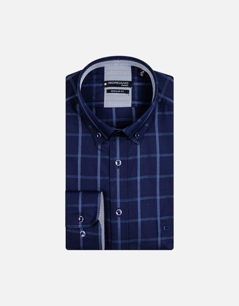 Long Sleeved Shirt Navy Window Pane Check