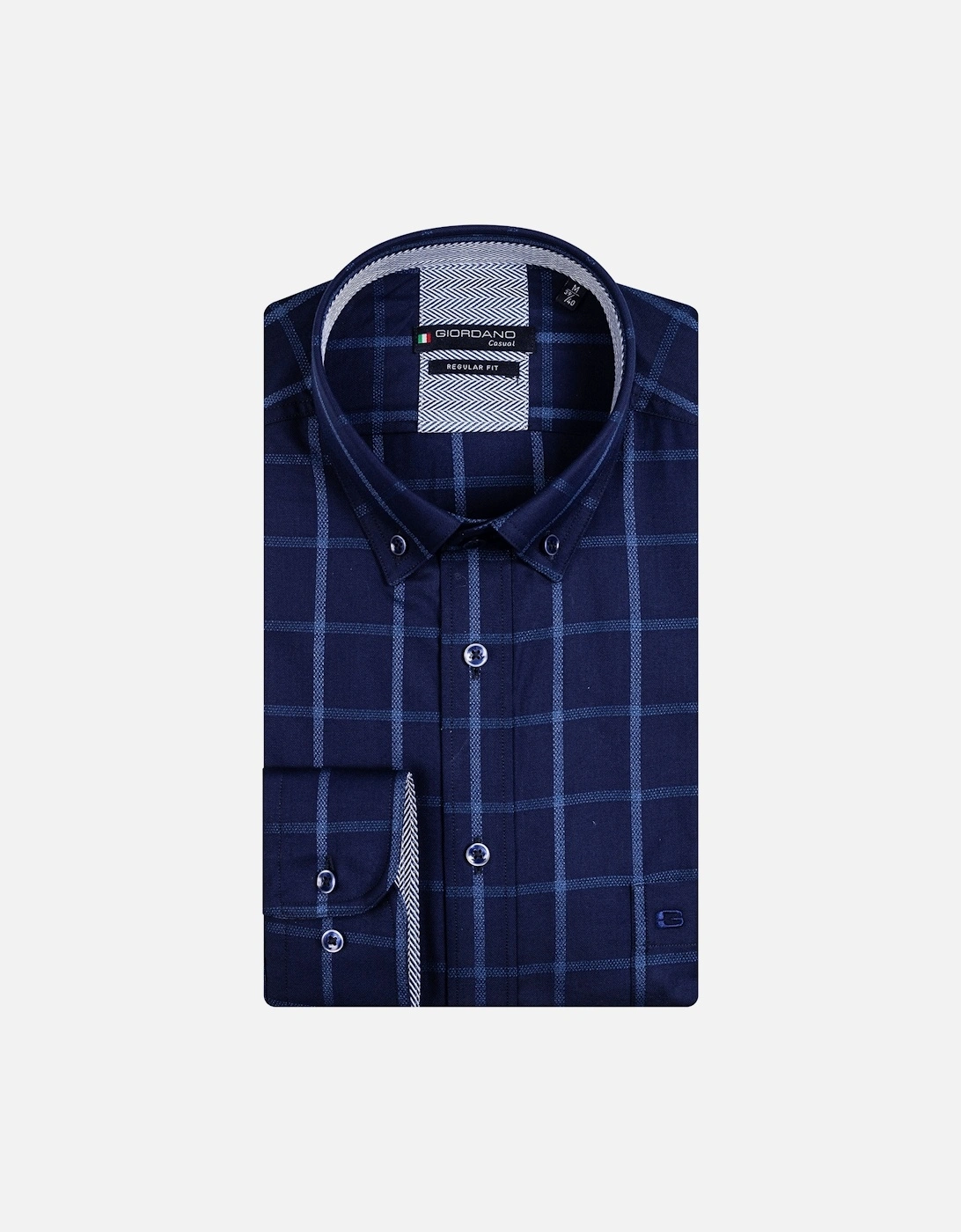 Long Sleeved Shirt Navy Window Pane Check, 2 of 1