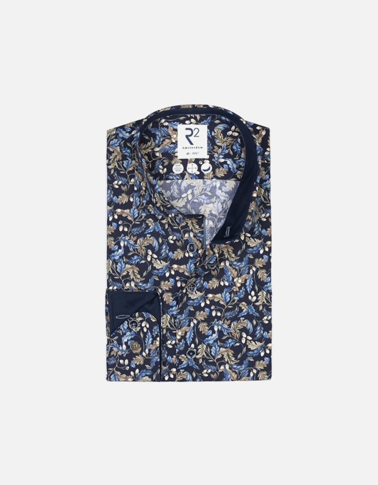 Acorn Print Long Sleeved Shirt Navy