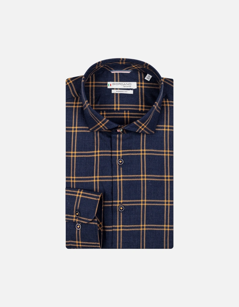 Long Sleeved Shirt Navy/Yellow Check