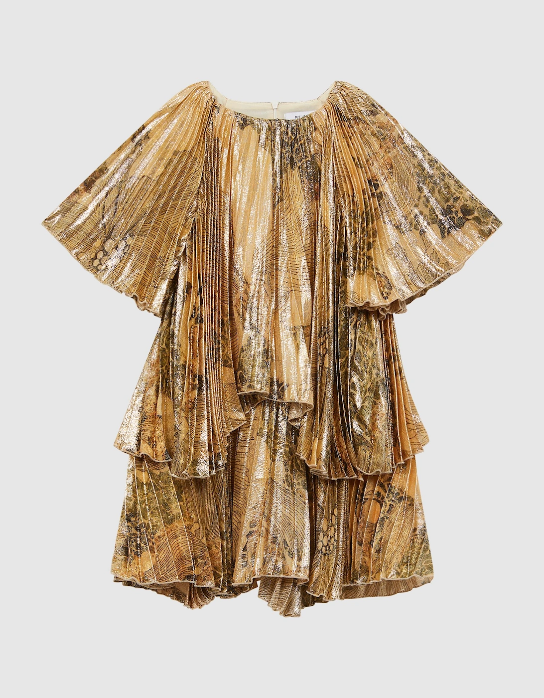 Metallic Pleated Tiered Dress, 2 of 1