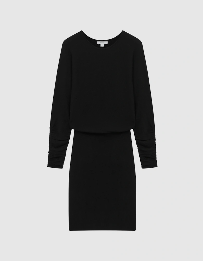 Cashmere-Wool Blend Draped Mini Dress