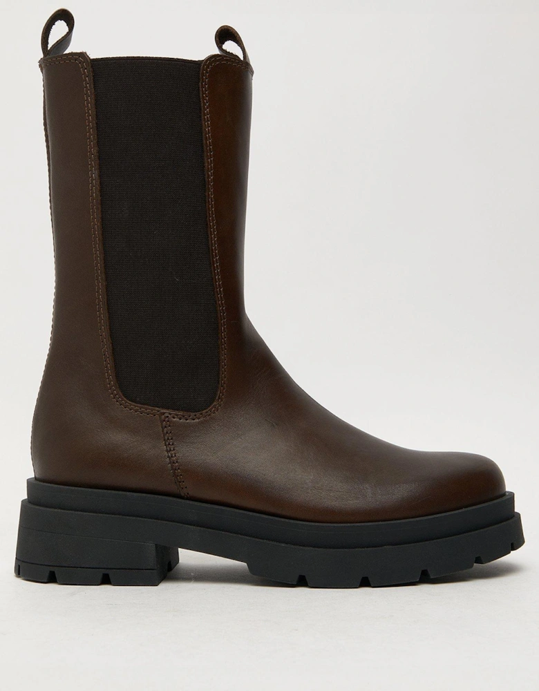August Leather High Cut Chelsea Boots - Brown