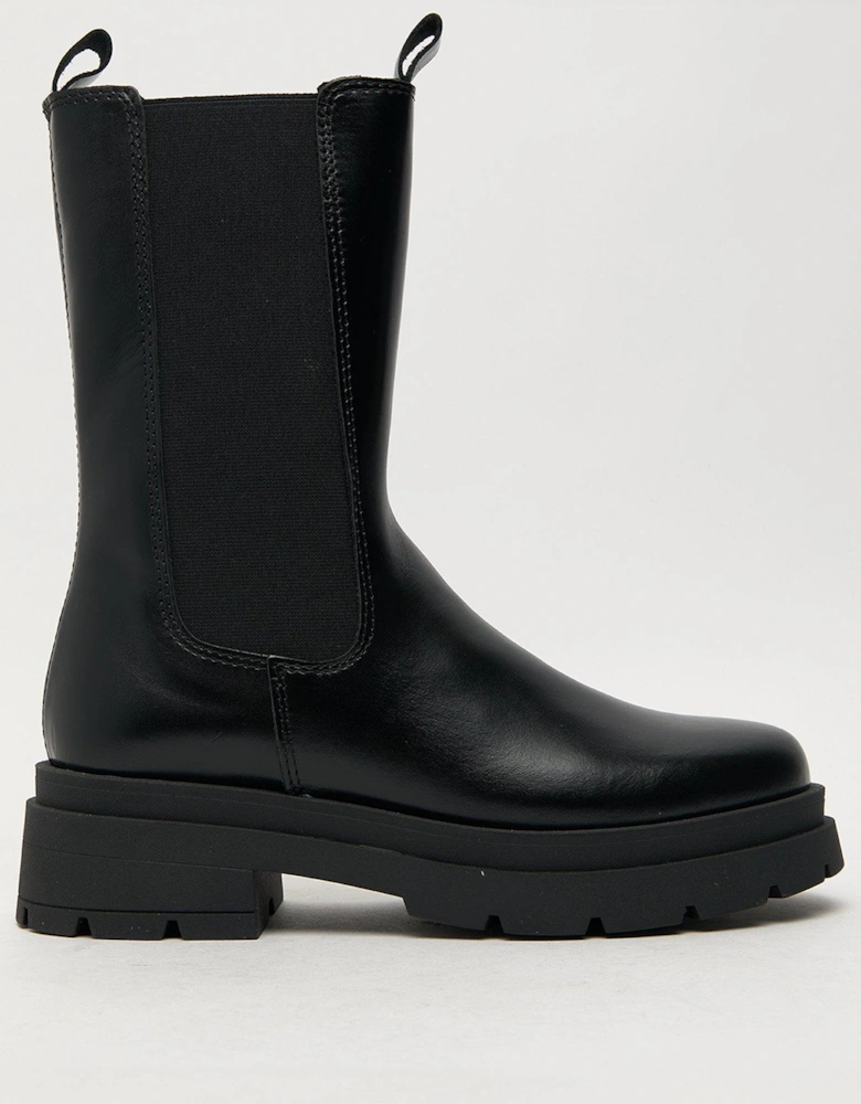 August Leather High Cut Chelsea Boots - Black
