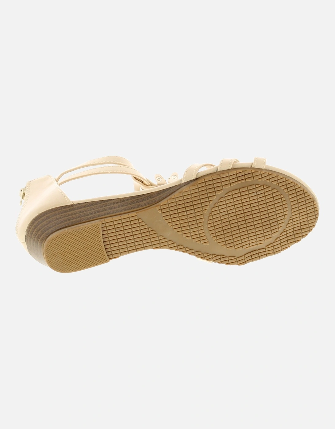 Womens Wedge Sandals Floella Zip beige UK Size