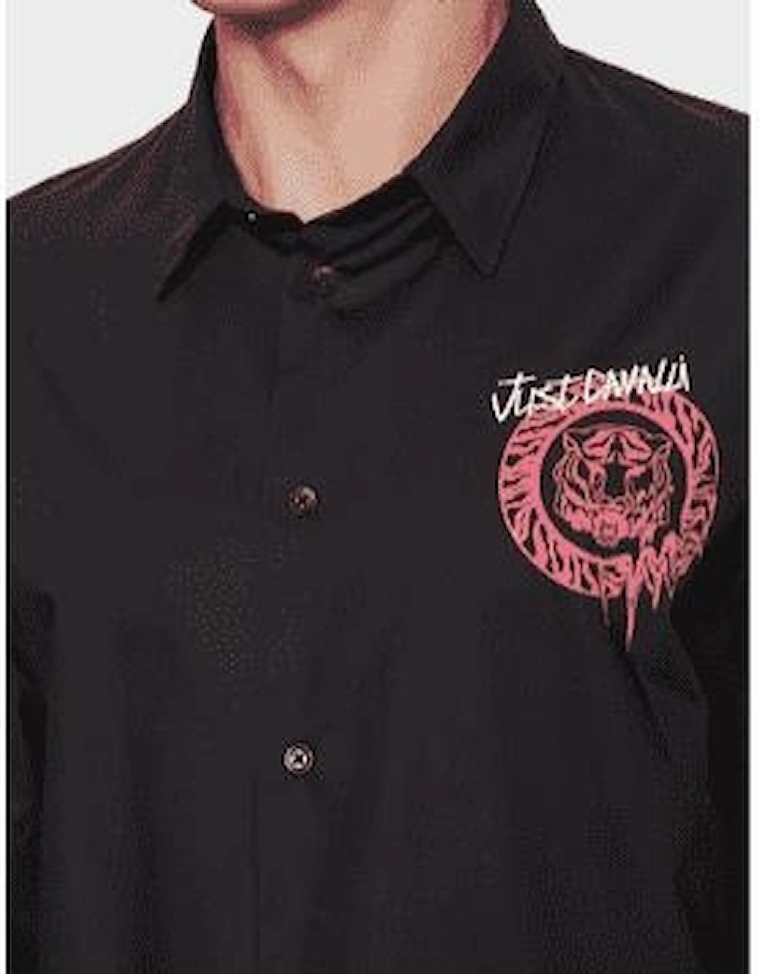 Printed Tiger Logo Black Shirt