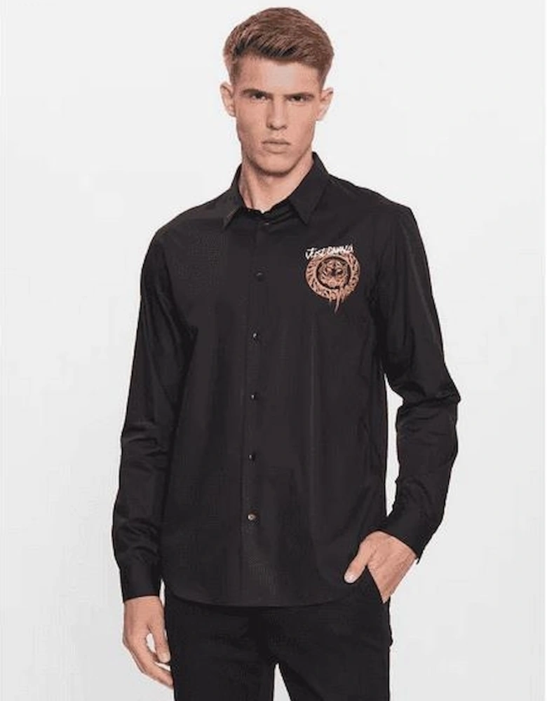 Printed Tiger Logo Black Shirt