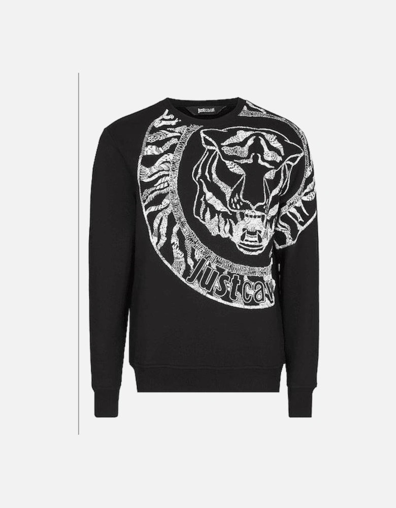 Tiger Logo Cotton Black/White Print Sweatshirt