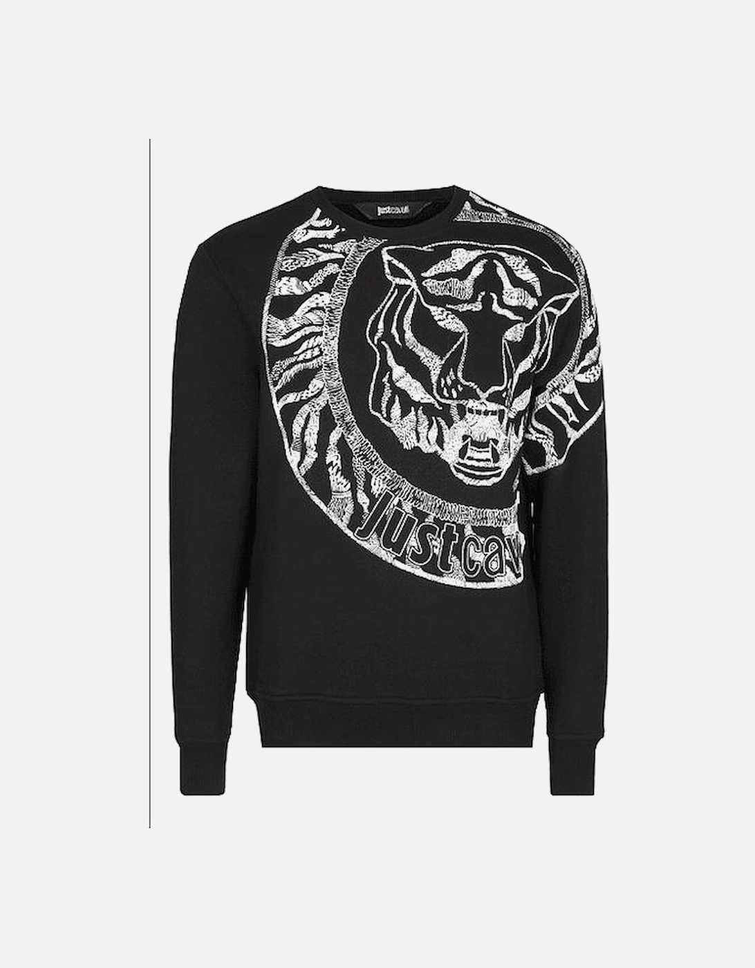 Tiger Logo Cotton Black/White Print Sweatshirt, 5 of 4