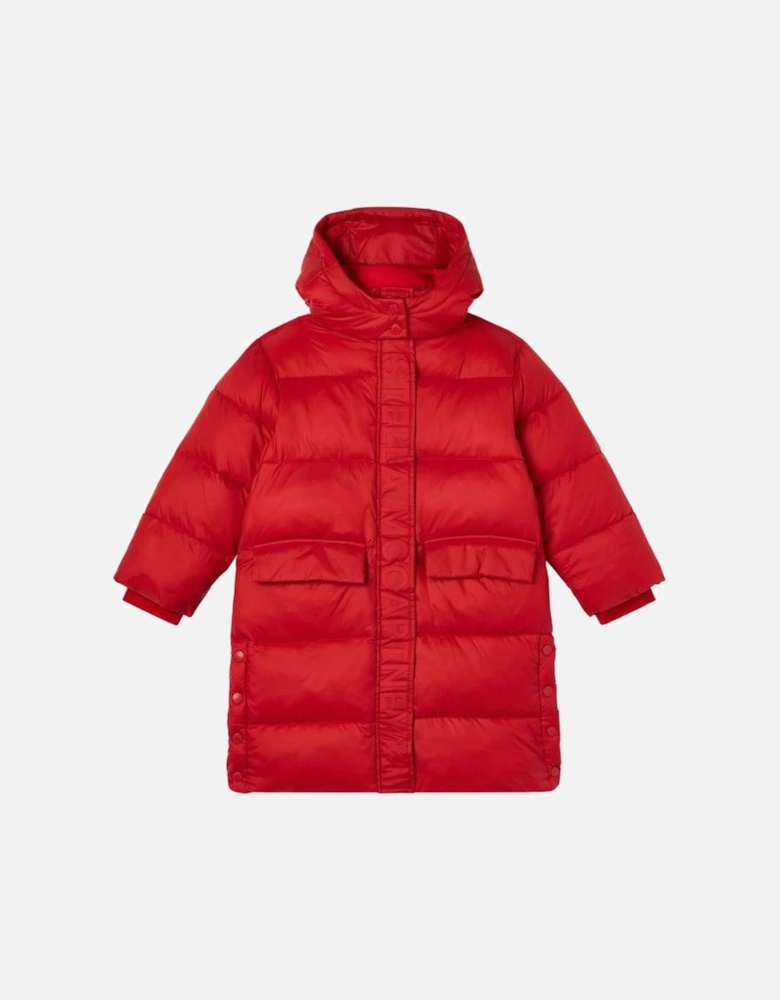 Girls Red Hooded Puffer Coat