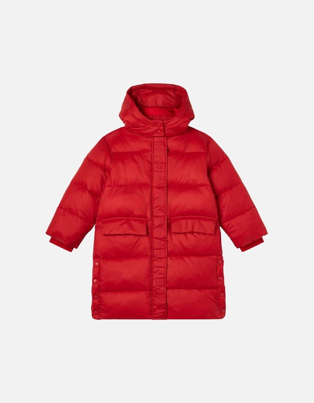 Girls Red Hooded Puffer Coat, 2 of 1
