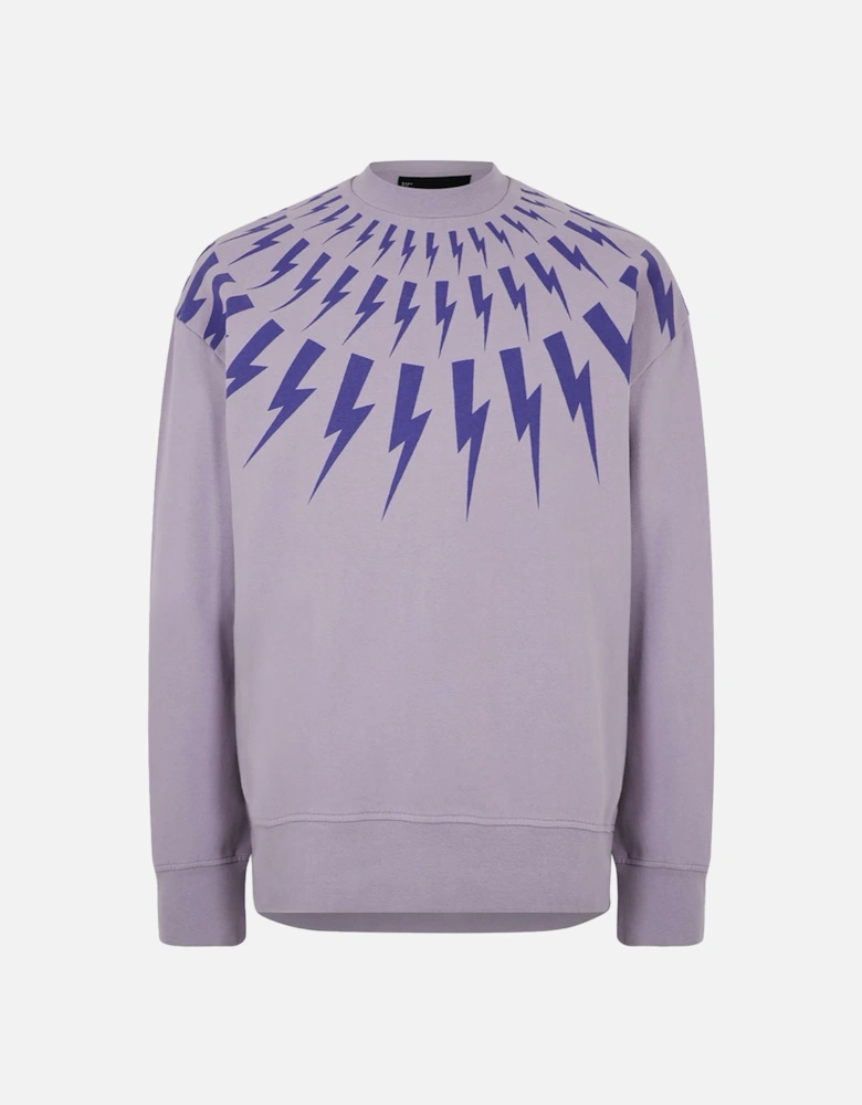 Thunderbolt-Print Cotton Sweatshirt Lilac
