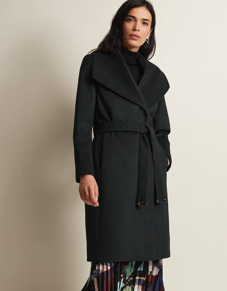 Nicci Dark Green Wool Smart Coat