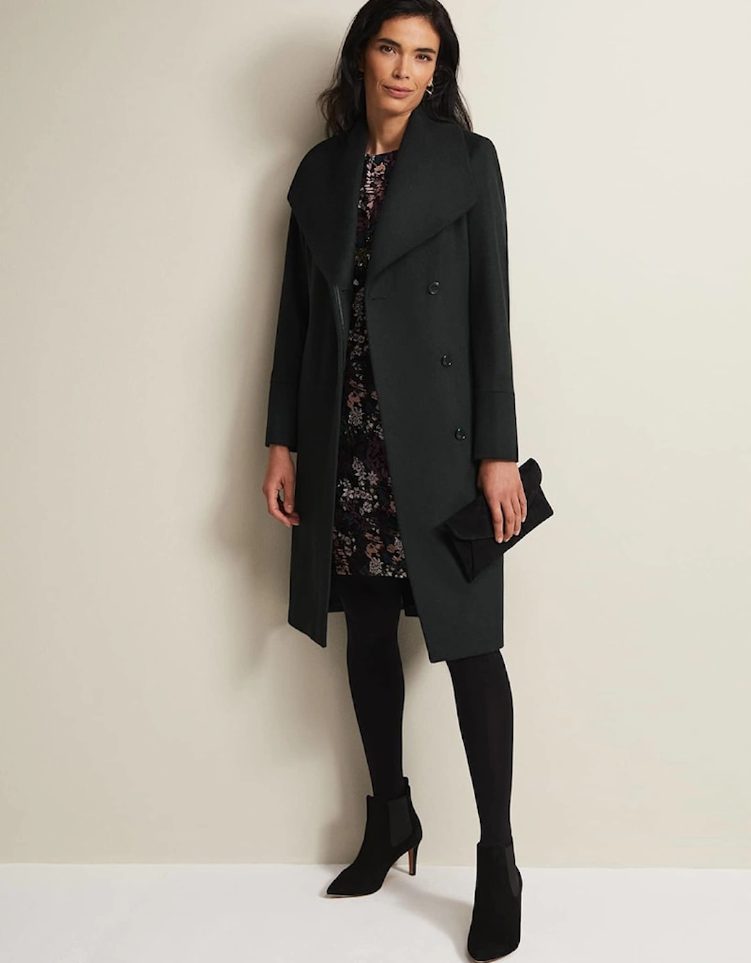 Nicci Dark Green Wool Smart Coat