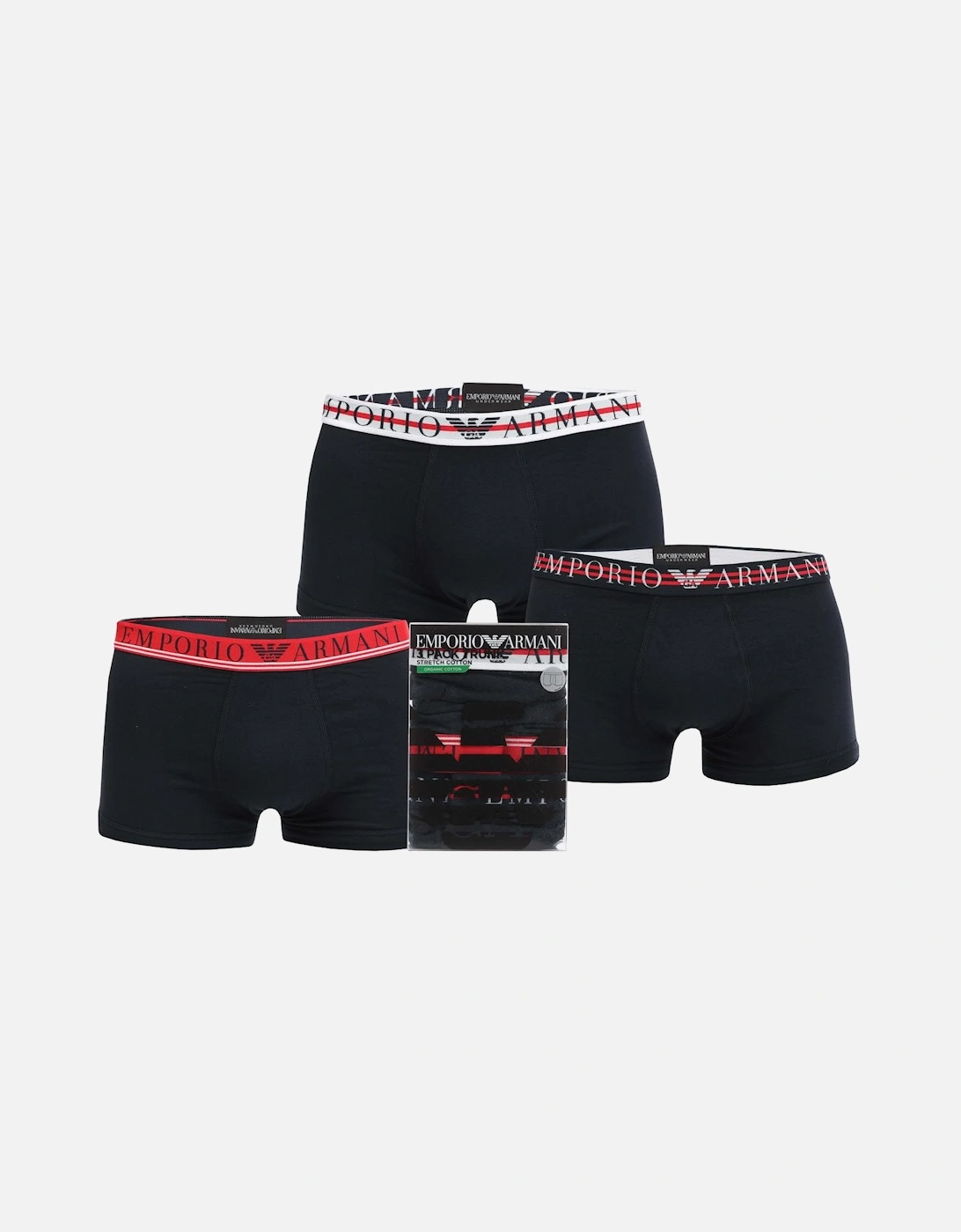 Mens 3 Pack Mixed Waistband Boxer Trunks, 3 of 2