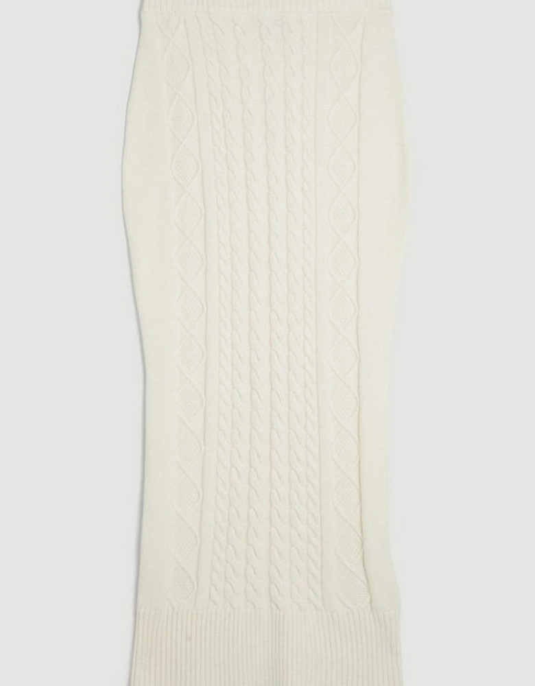 Viscose Blend Cable Knit Midaxi Skirt