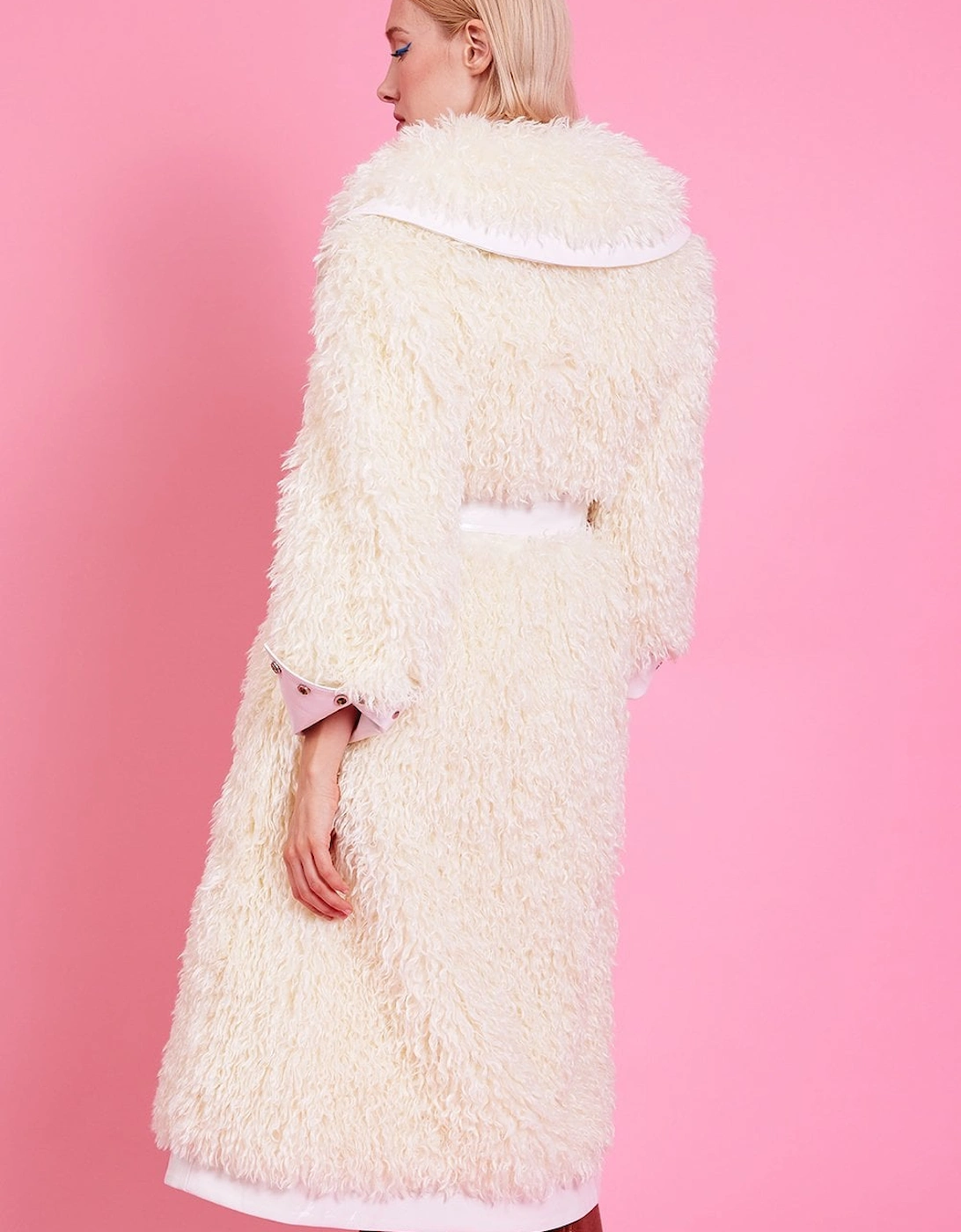 Knitted Bamboo and Eco Leather Shearling Coat