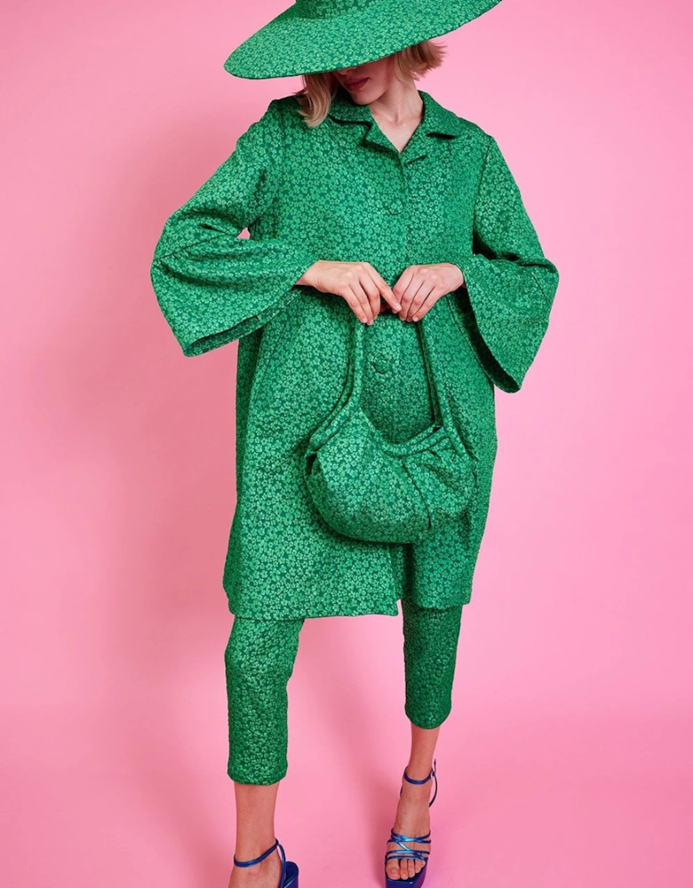 Green Embroidered Trench Coat