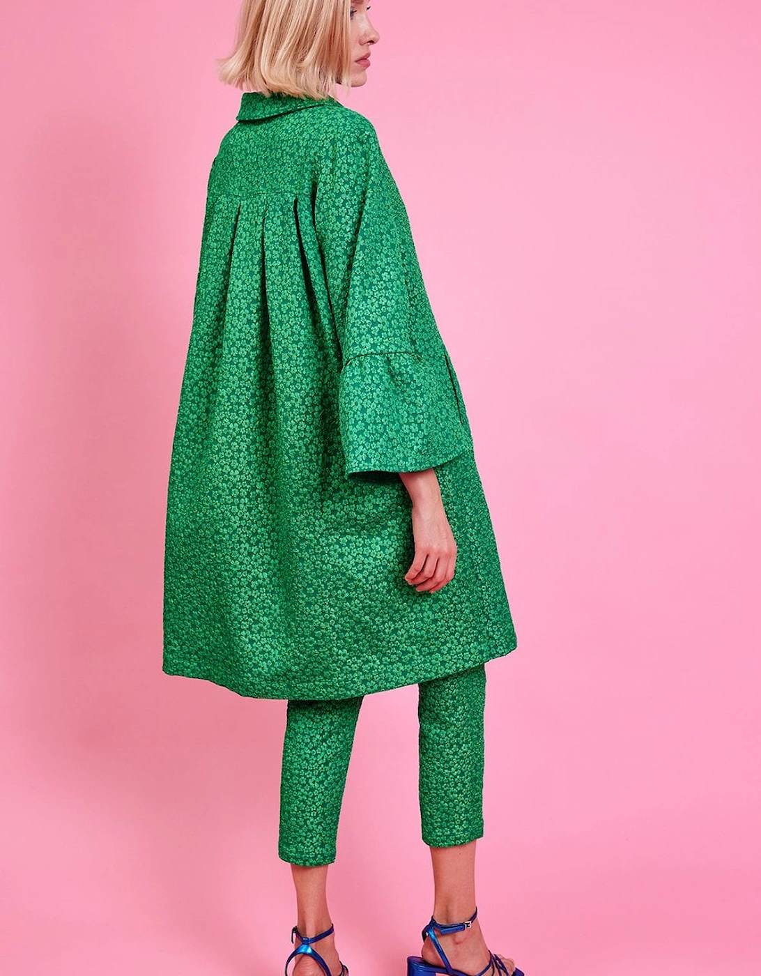 Green Embroidered Trench Coat