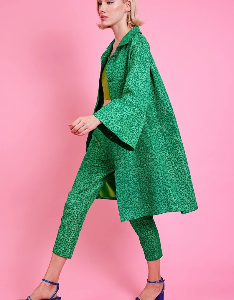 Green Embroidered Trench Coat