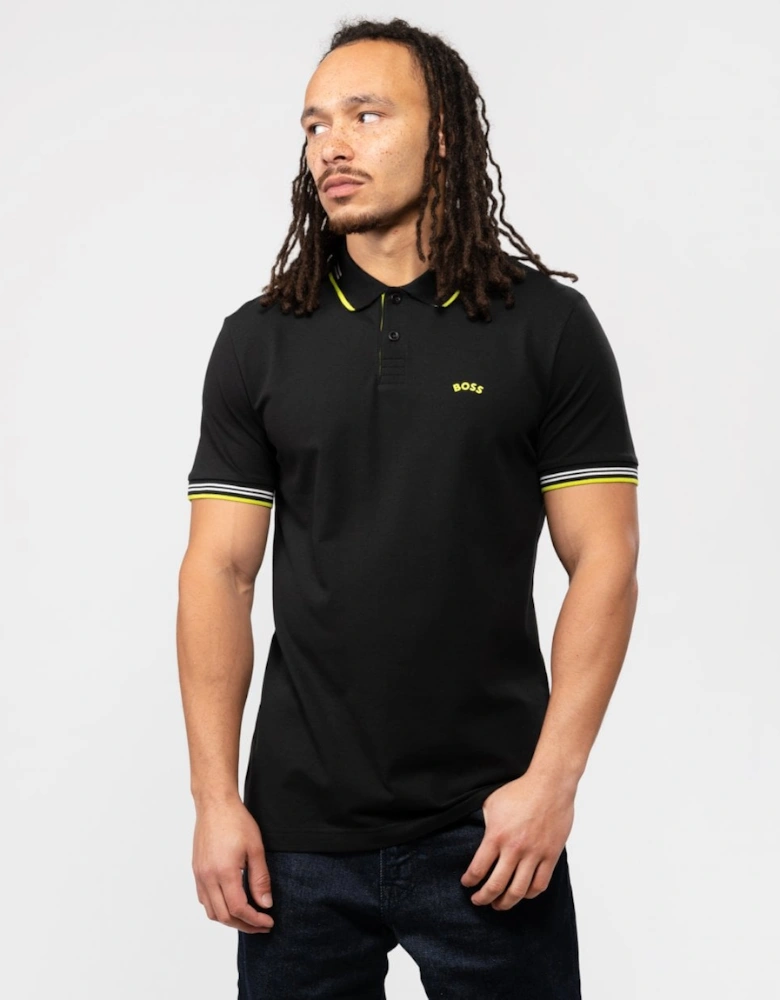 BOSS Green Paul Curved Logo Contrast Collar Mens Polo Shirt A/W 23