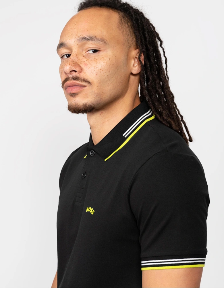 BOSS Green Paul Curved Logo Contrast Collar Mens Polo Shirt A/W 23