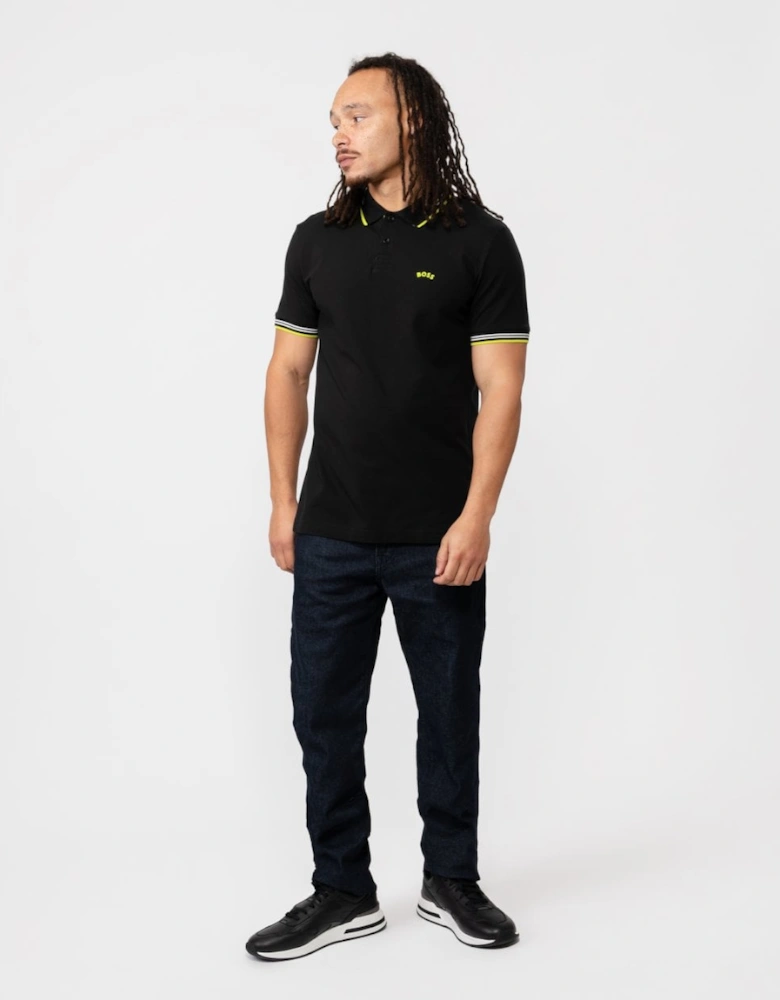 BOSS Green Paul Curved Logo Contrast Collar Mens Polo Shirt A/W 23