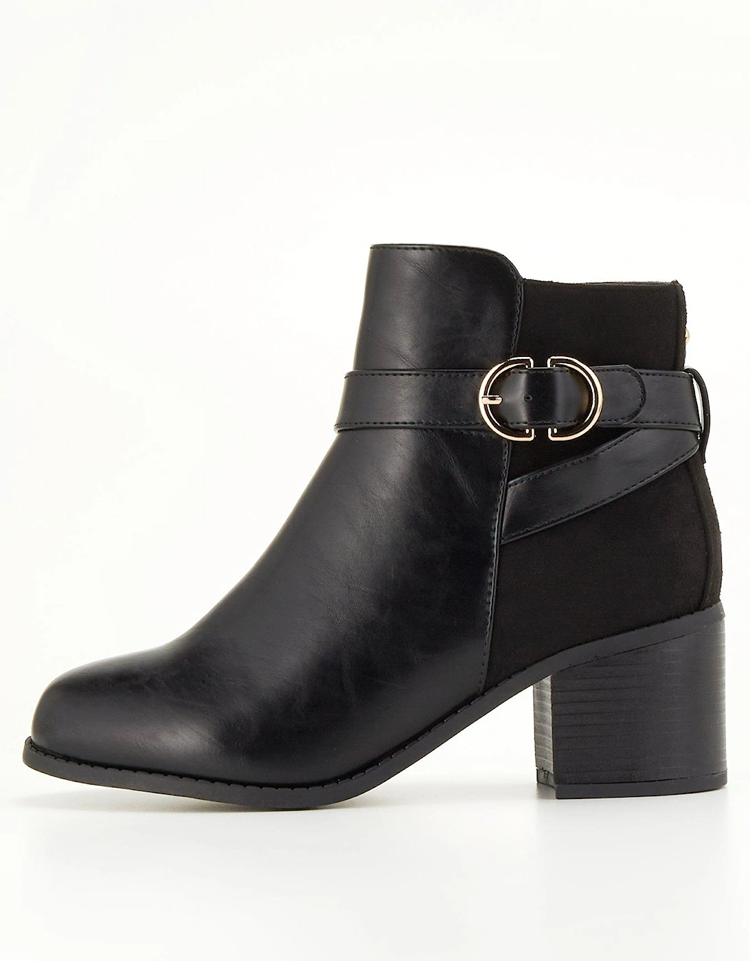 Extra Wide Fit Block Heel Buckle Ankle Boot - Black, 7 of 6