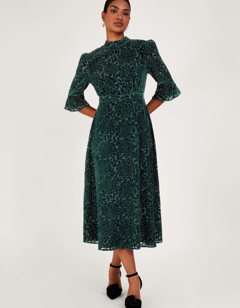 Fleur Devore Midi Dress