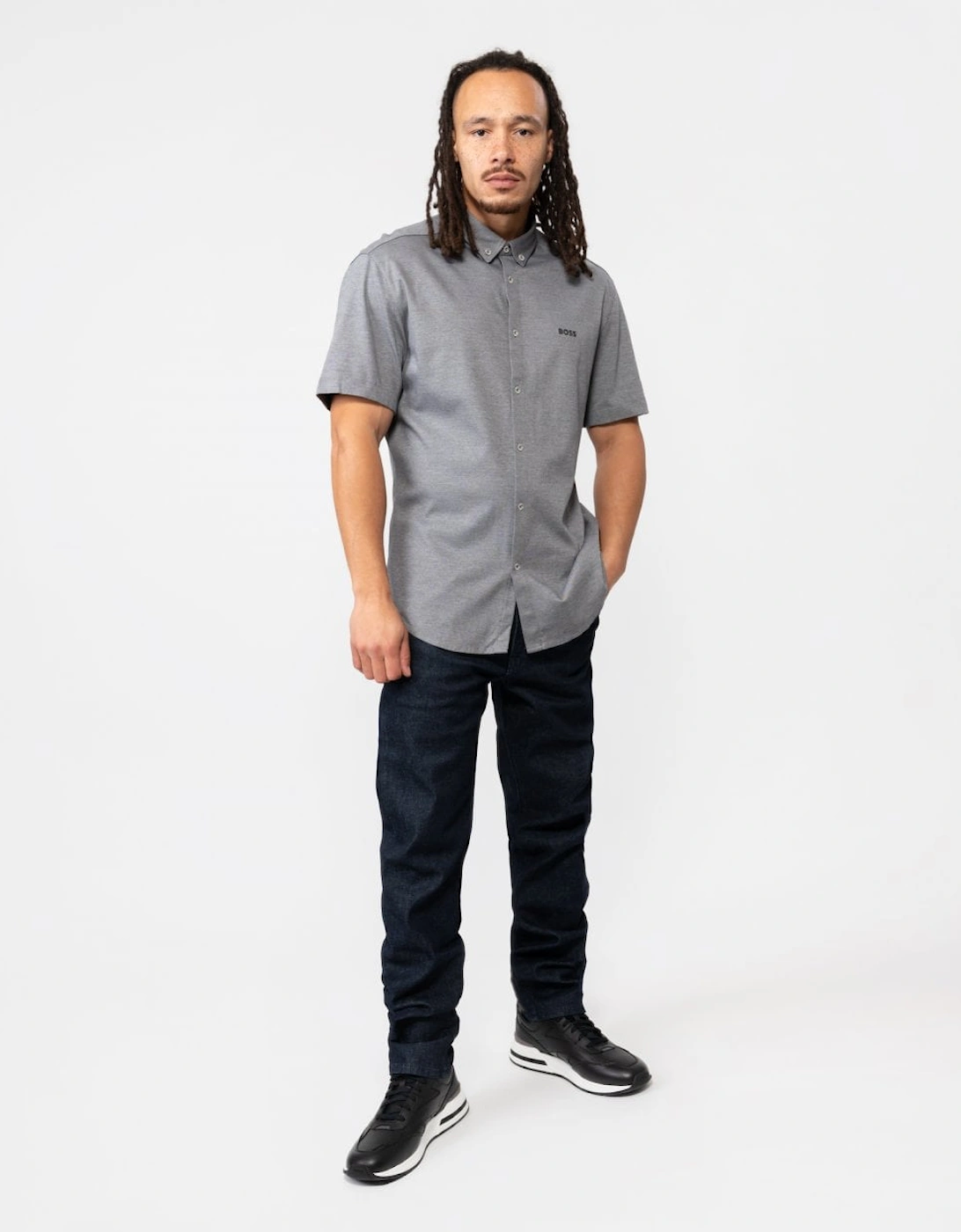 BOSS Green BIADIA_R Mens Short Sleeve Button Down Shirt