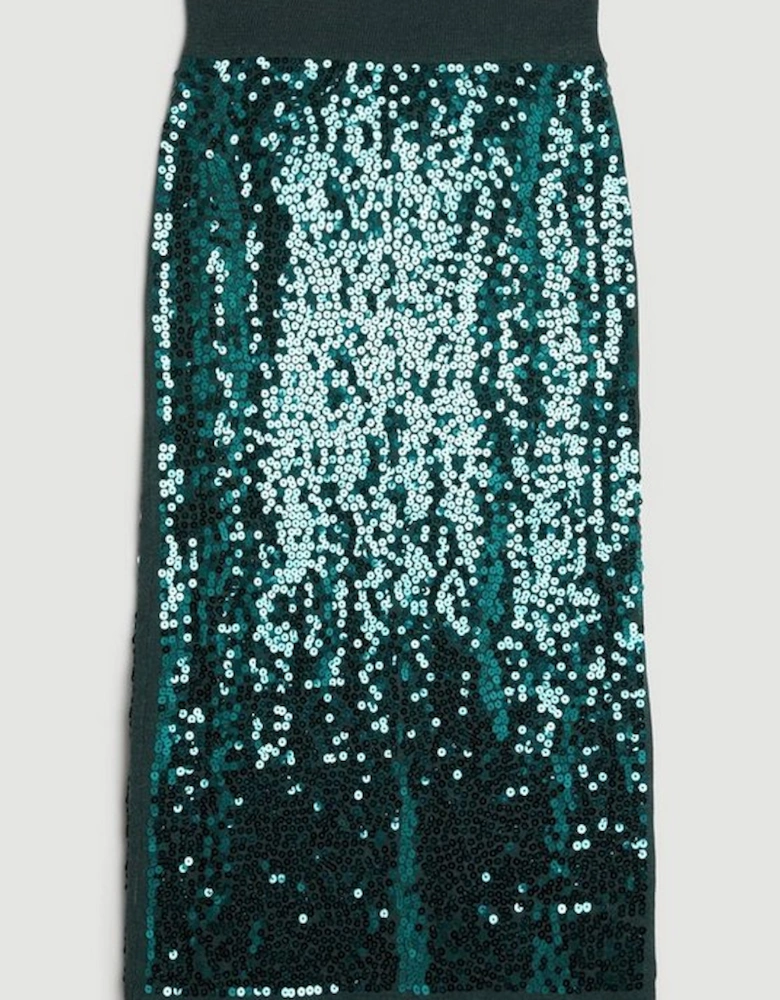 Viscose Blend Sequin Knit Midi Skirt