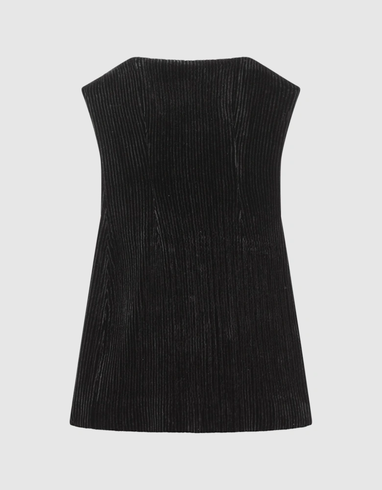 Atelier Velvet Pleat Detail Mini Dress