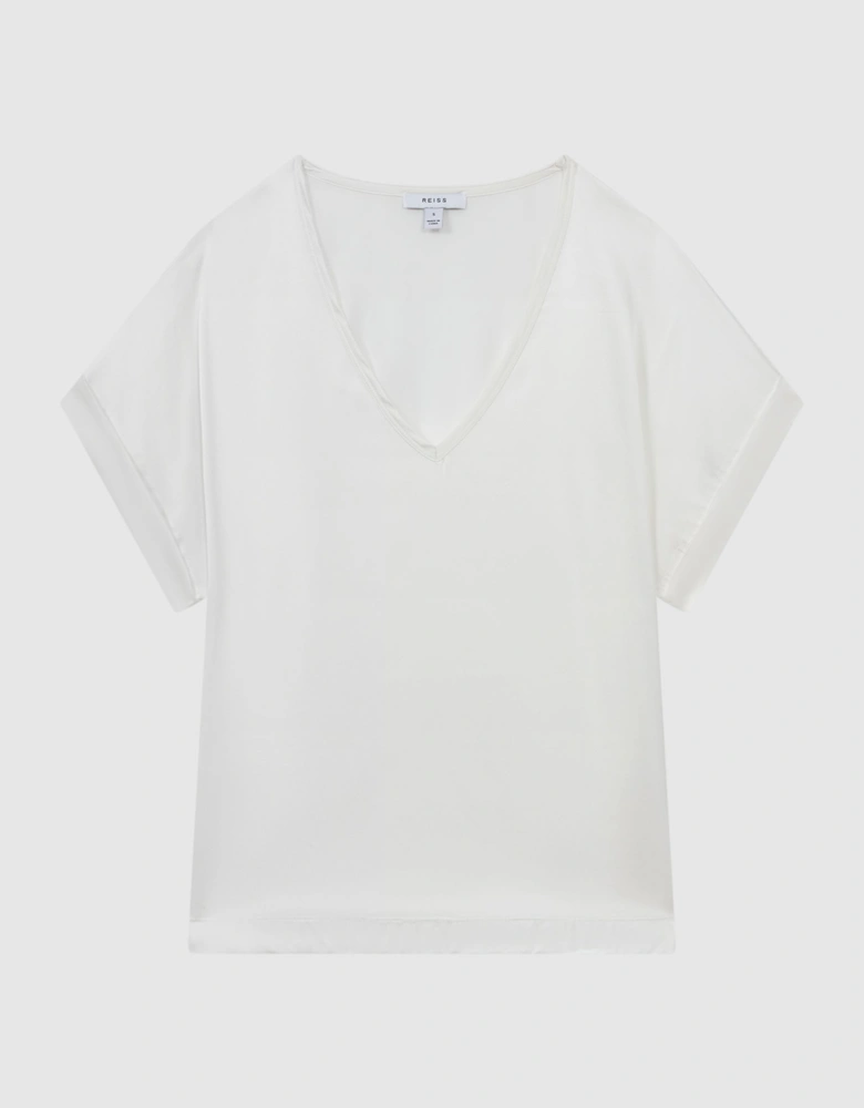 Silk-Front V-Neck T-Shirt