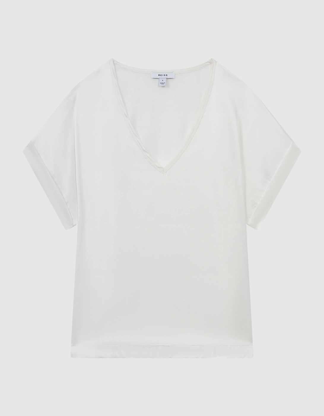 Silk-Front V-Neck T-Shirt, 2 of 1