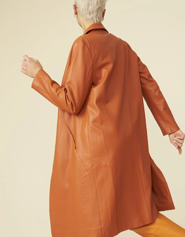 Retro Autumn Eco Leather Trench Coat