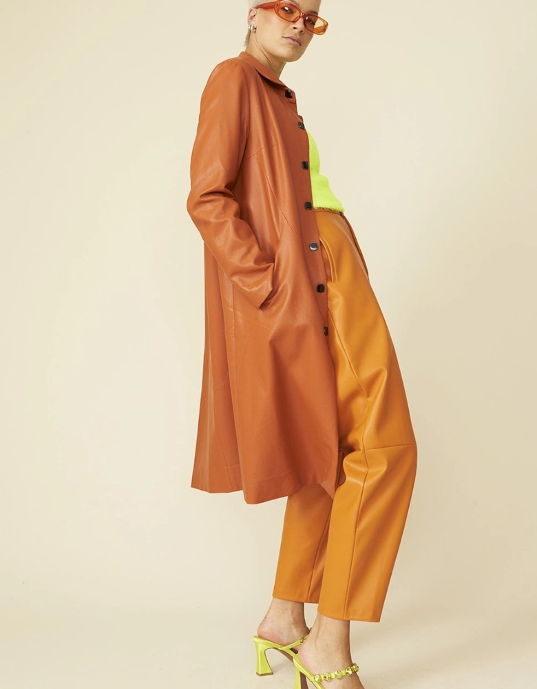 Retro Autumn Eco Leather Trench Coat