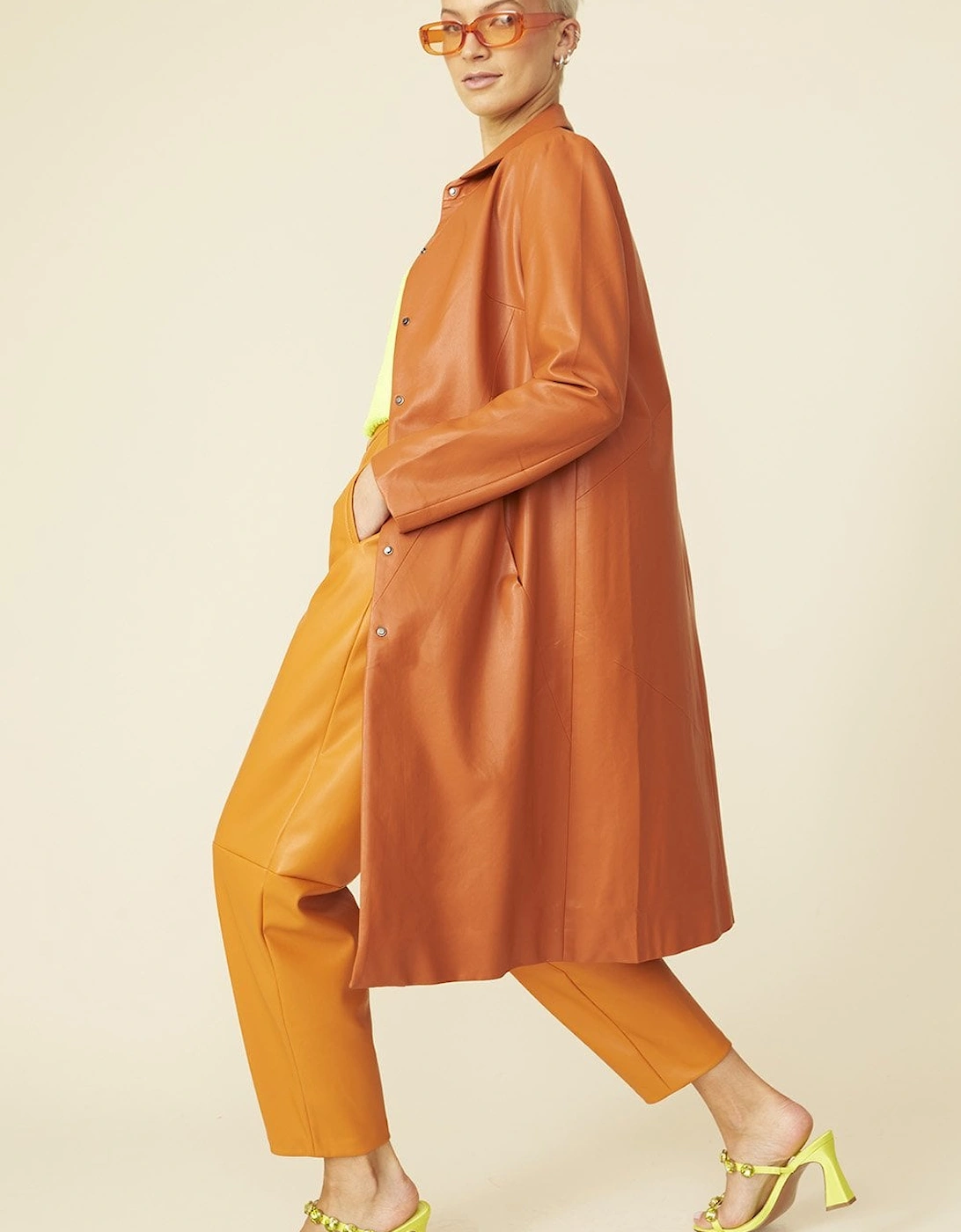 Retro Autumn Eco Leather Trench Coat