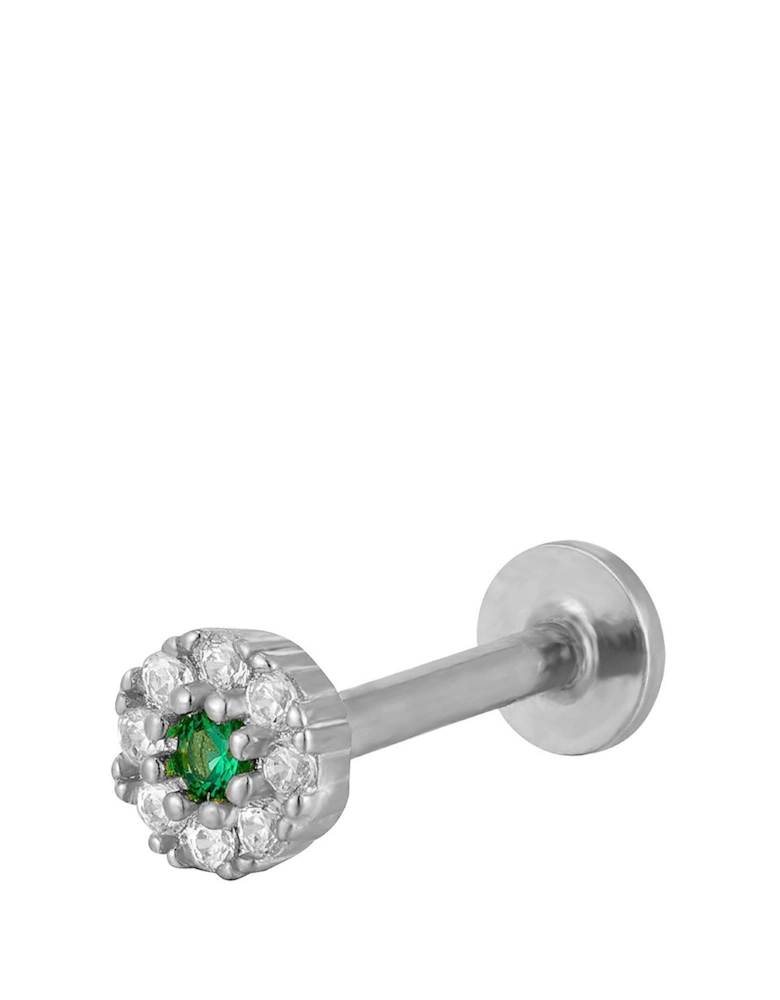 Emerald CZ Flat Back Earring (single earring)