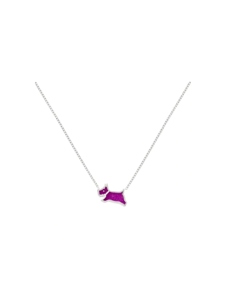 Hay's Mews Ladies Sterling Silver Pink Coloured Resin Jumping Dog Necklace