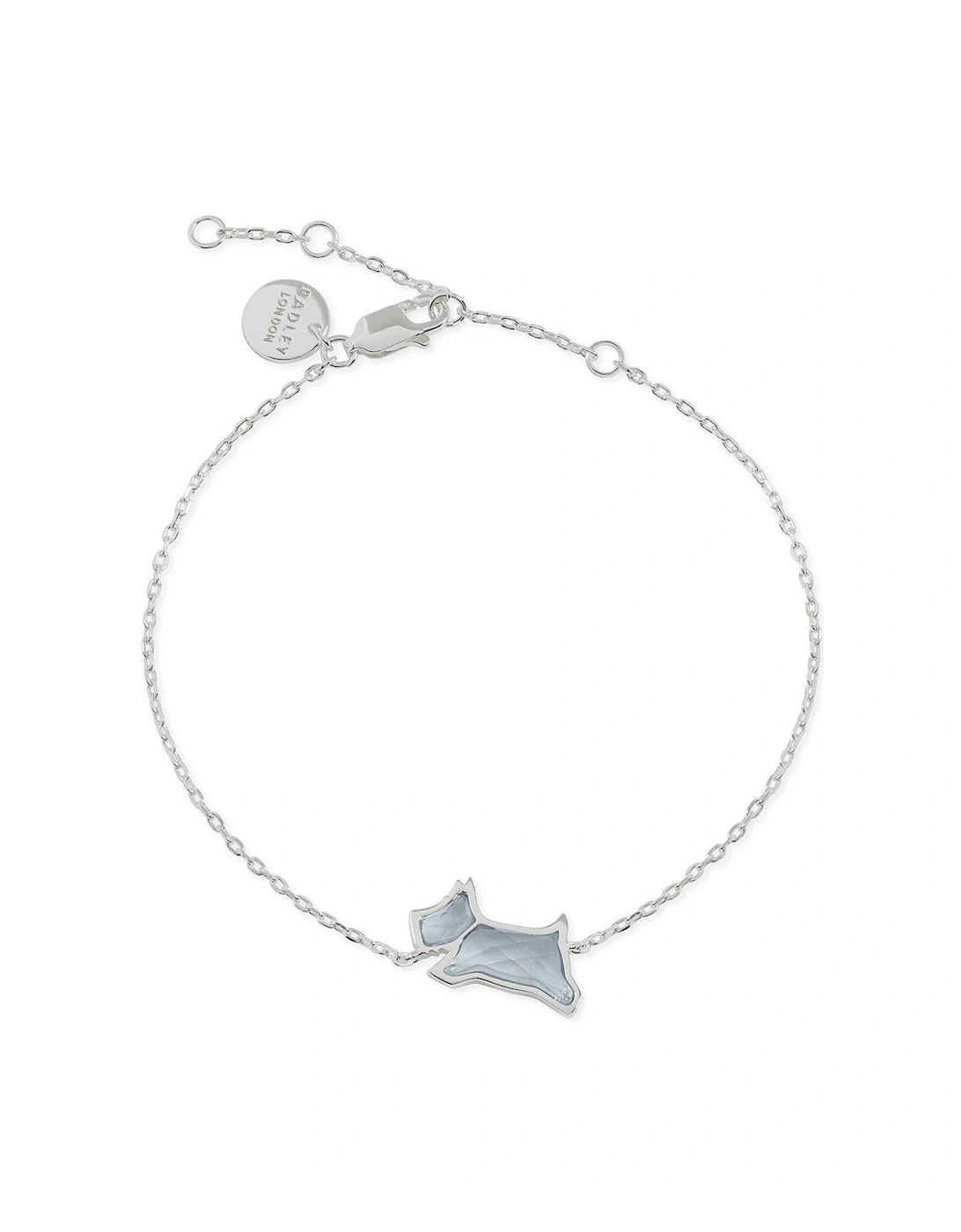 Park Place Ladies Sterling Silver Pale Blue Stone Jumping Dog Bracelet, 3 of 2
