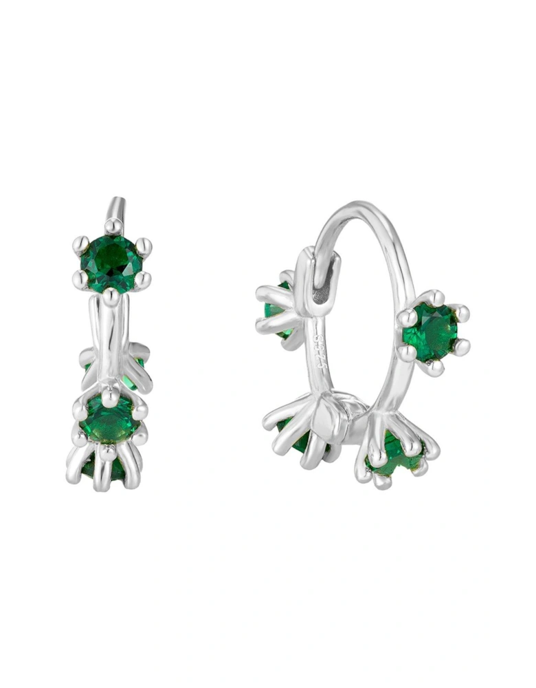 Emerald CZ Claw Hoops