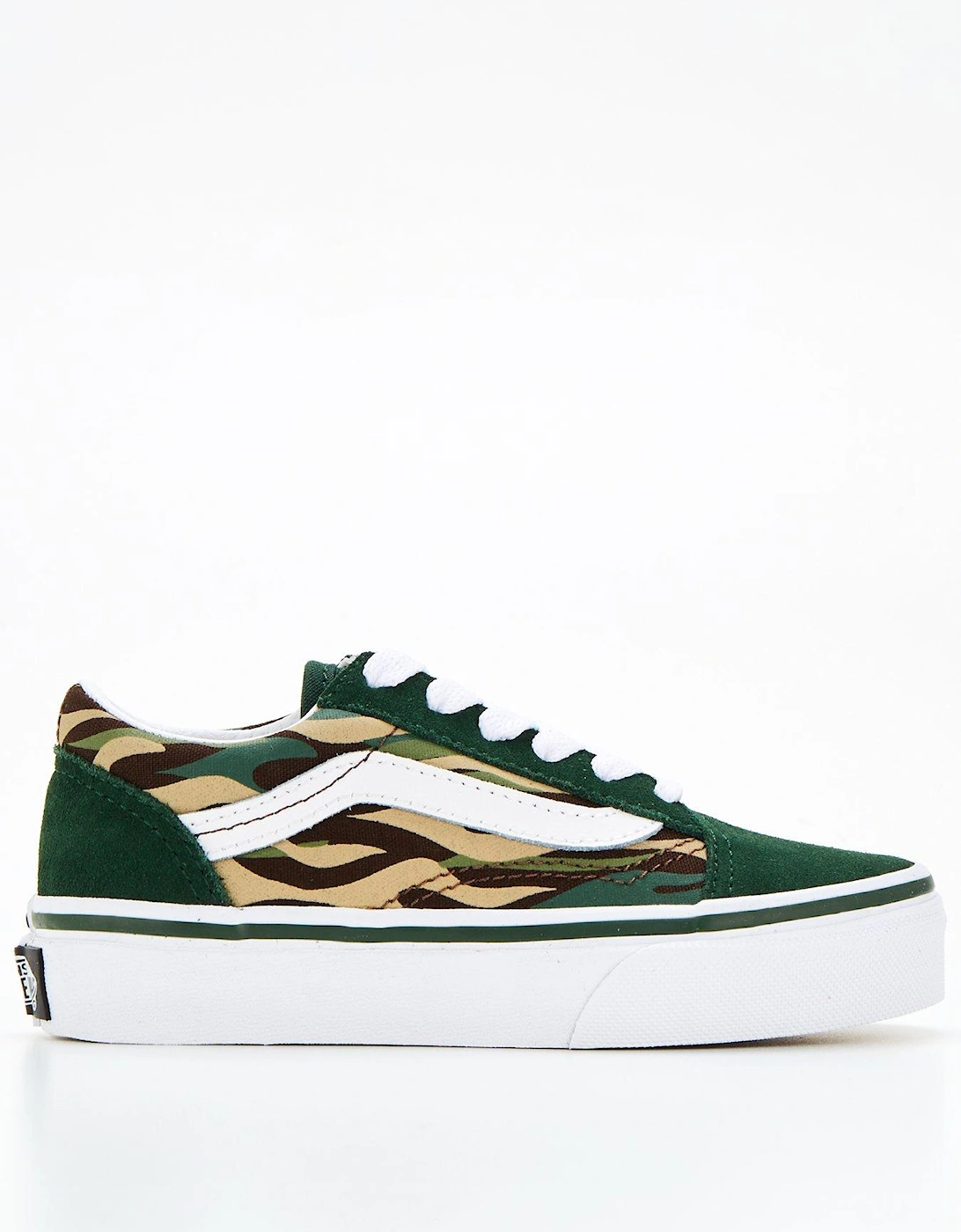 Old Skool Flame Camo Younger Trainers - Dark Green, 7 of 6